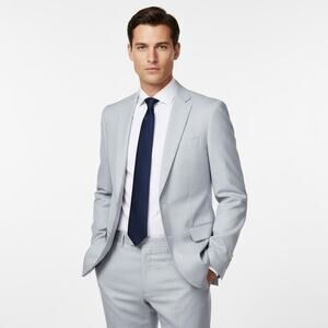 J. Crew Light Gray Suit Jacket with Navy Tie